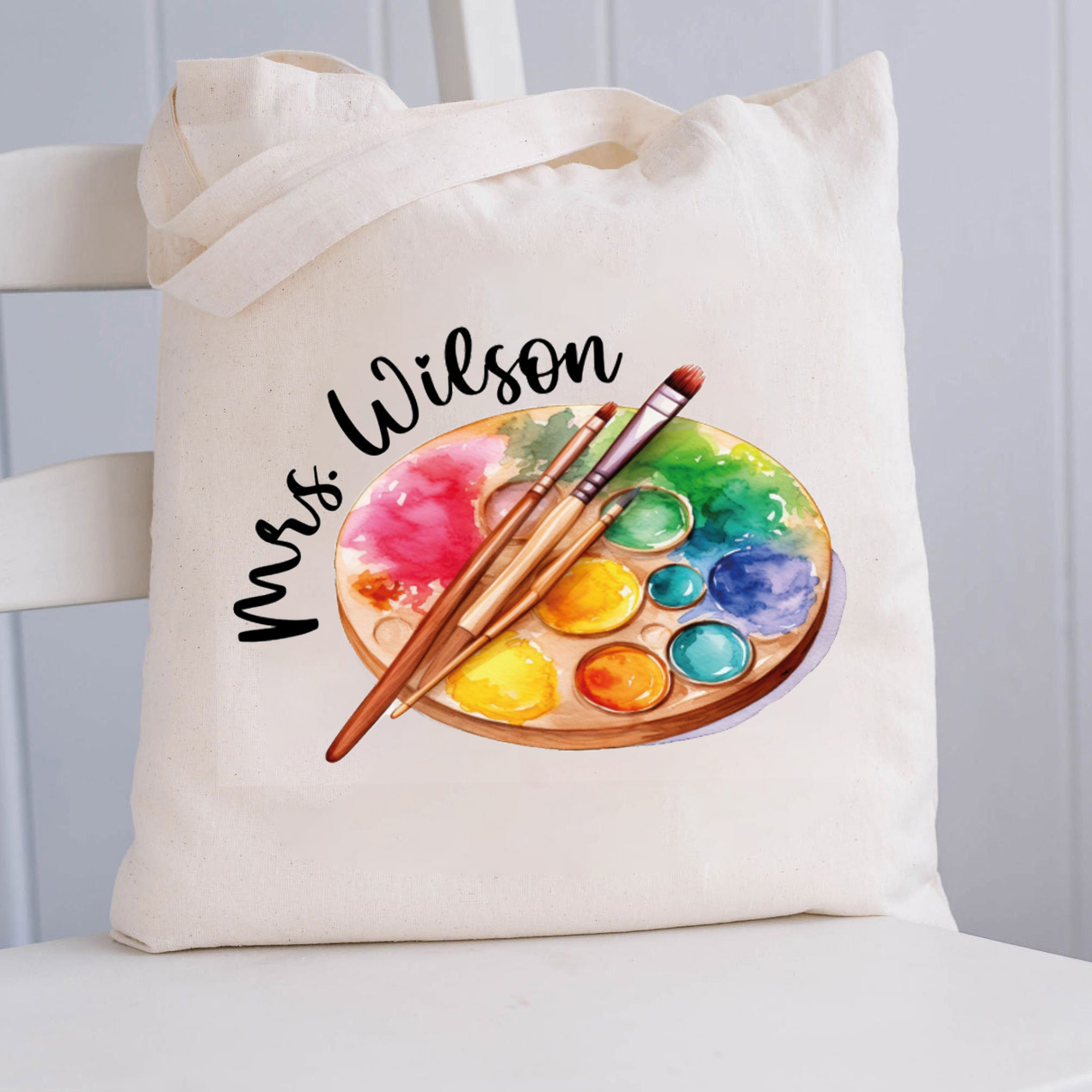 Personalized Artist Palette Teacher Tote Bag