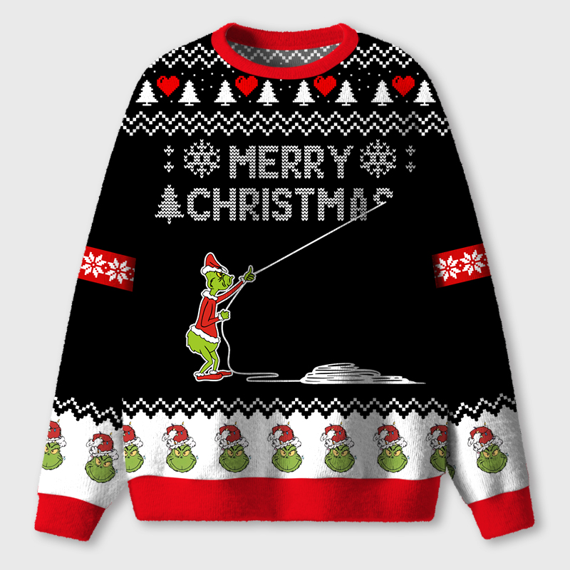 Green Guy Chistmas Teacher Ugly Fluffy Christmas Sweater