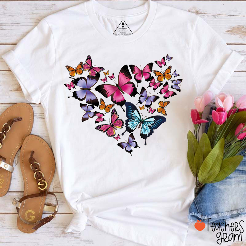 Beautiful Butterflies Love Valentine Teacher T-Shirt