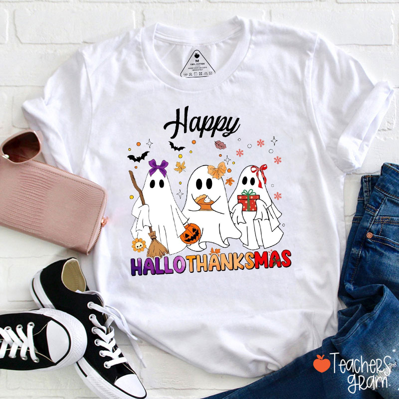 Happy Hallothanksmas Teacher T-Shirt