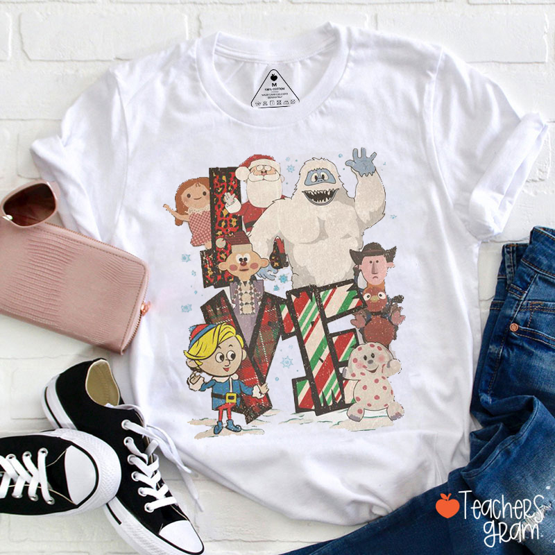 Retro Love Rudolph Teacher T-Shirt