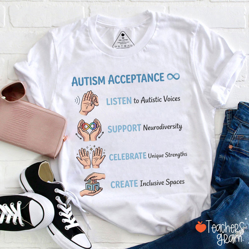 Autism Acceptance Sign Language Teacher T-Shirt