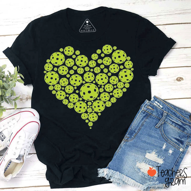 Pickleball Is My Heartbeat Teacher T-Shirt