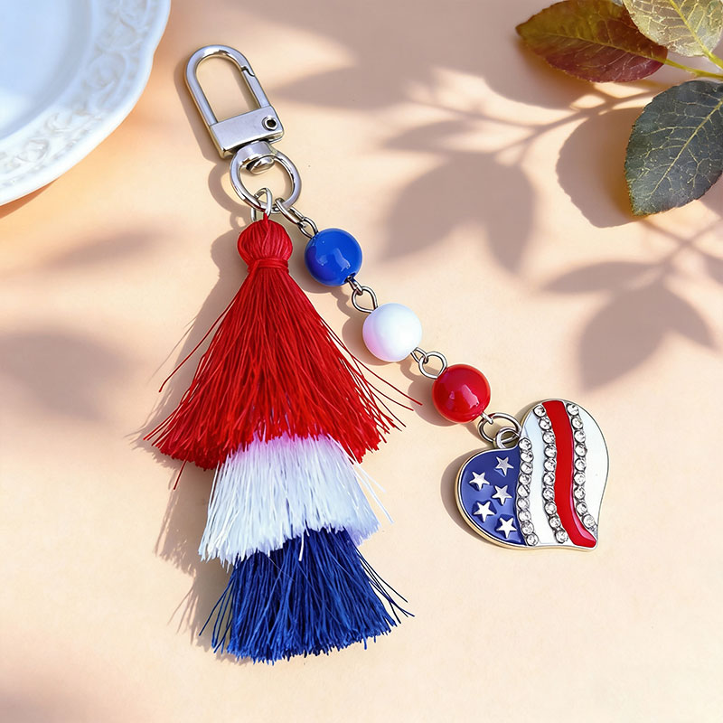 Red White And Blue 4th Of July Vibes Teacher Keychain