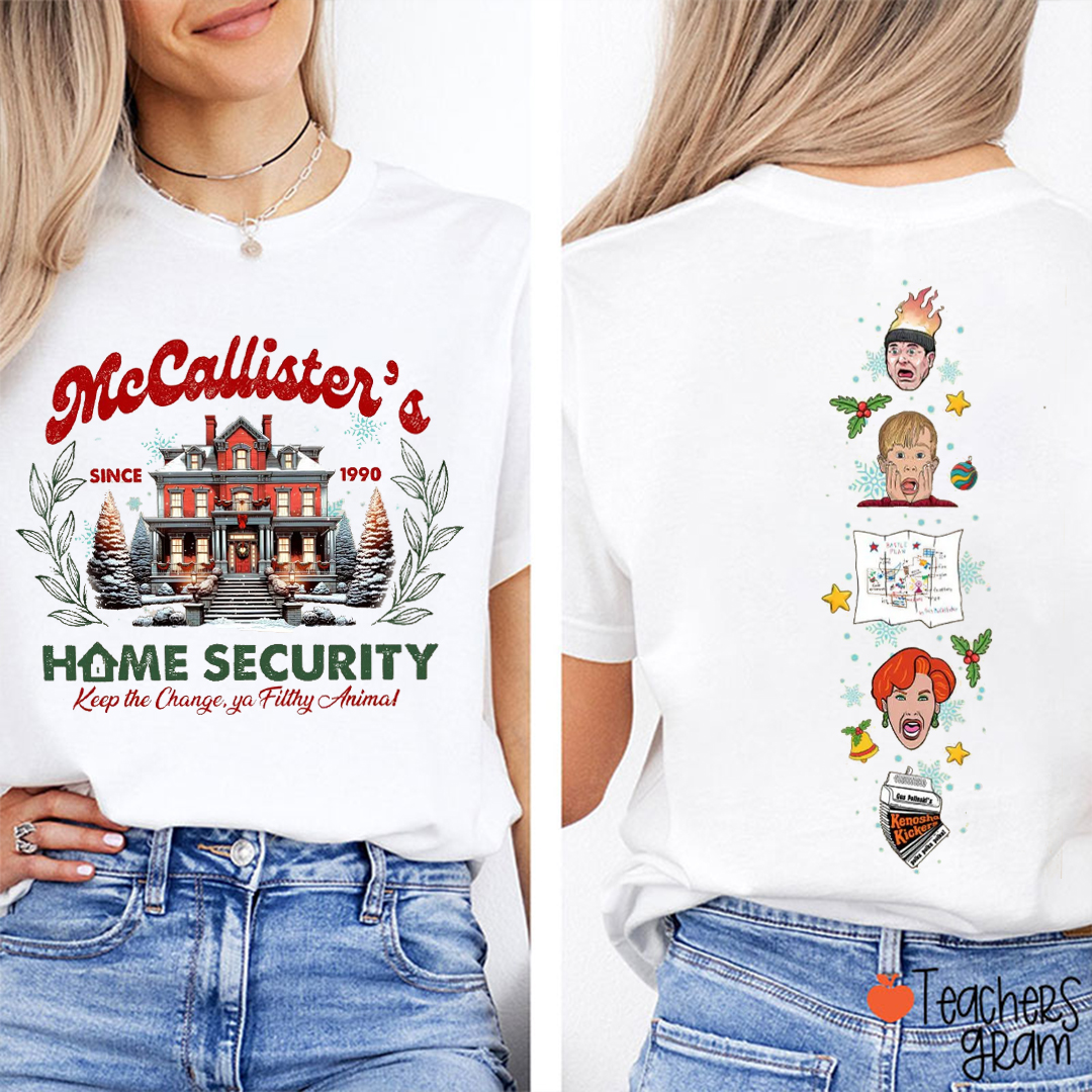 Home Alone Christmas Movie Teacher Two Sided T-Shirt