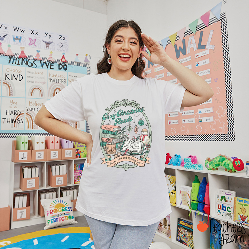 Cozy Christmas Reads Teacher T-Shirt