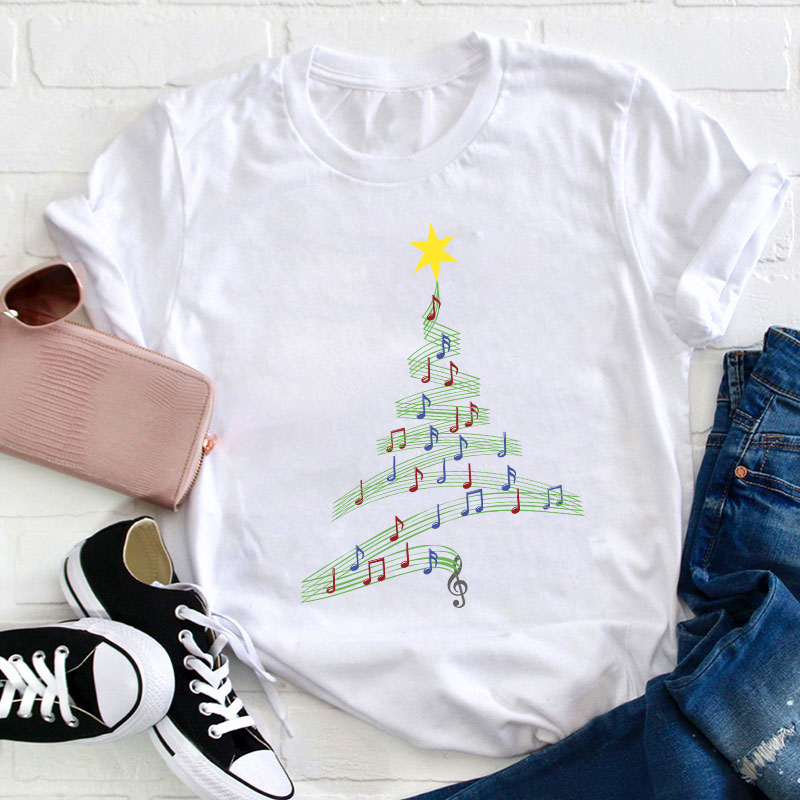 Note Christmas Tree Teacher T-Shirt