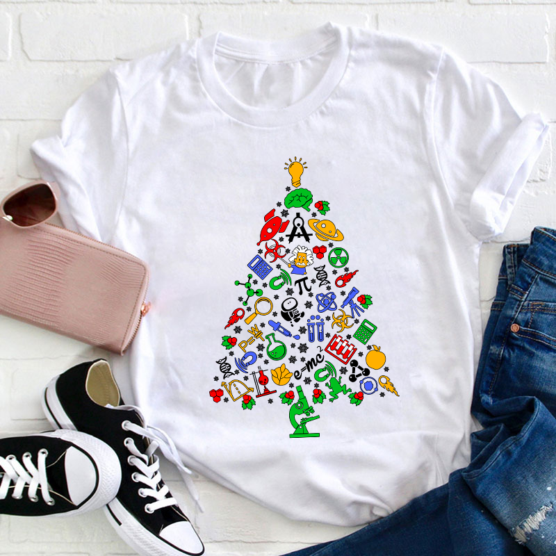 Physics And Chemistry Christmas Tree Teacher T-Shirt