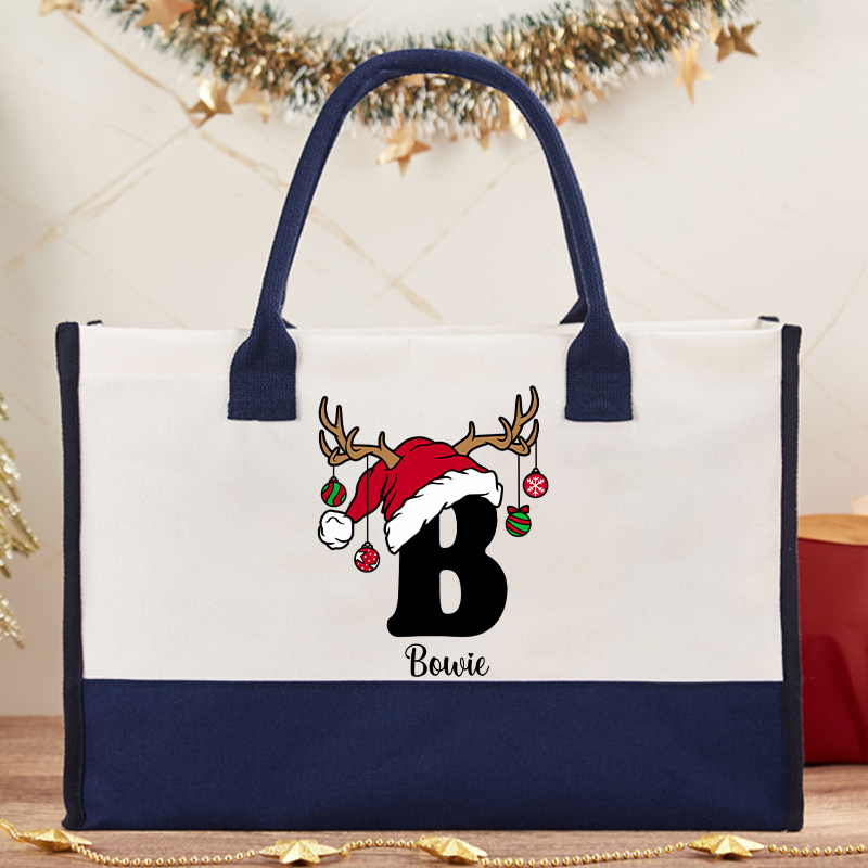 Personalized An Elk Santa Hat Teacher  Cotton Tote Bag