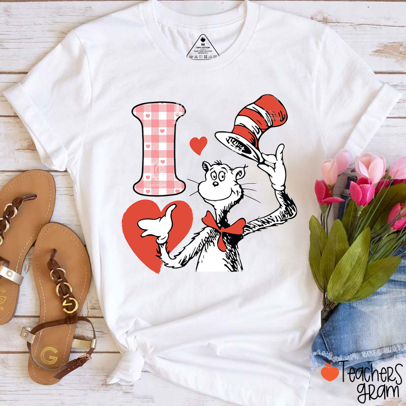 Valenitne's Day Love Reading Teacher T-Shirt