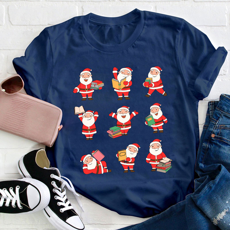 Reading Santa Claus Teacher T-Shirt