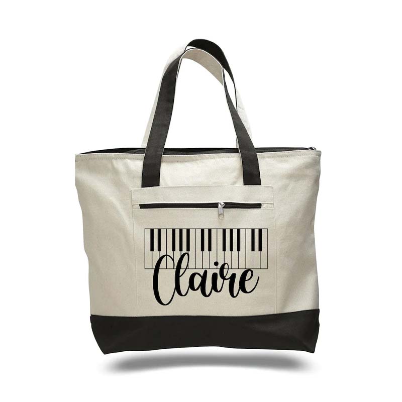 Personalized Piano Teacher Block Tote Bag
