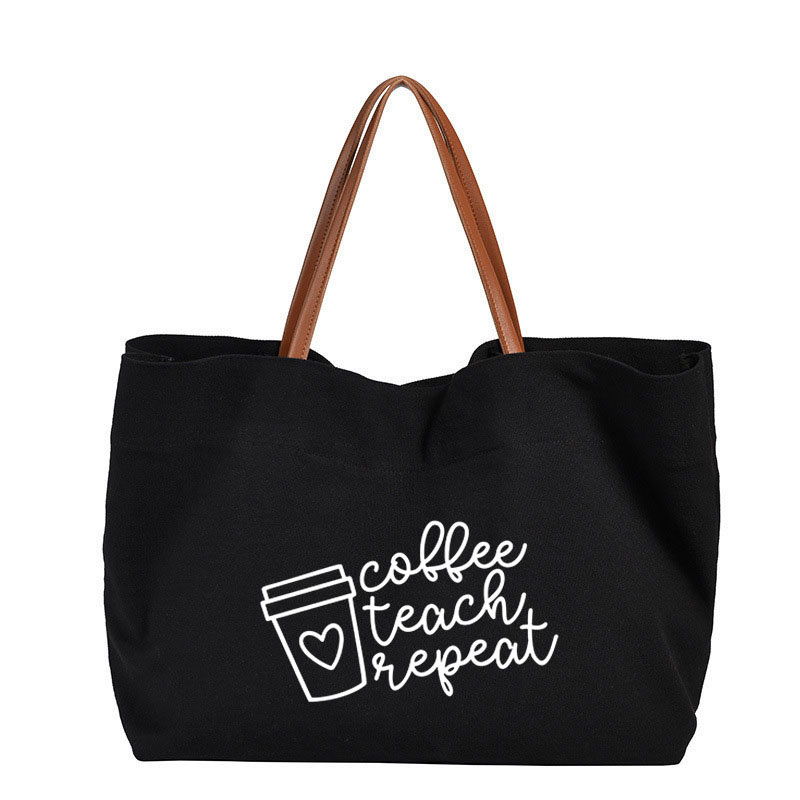 Coffee Teach Repeat Teacher Shoulder Bag