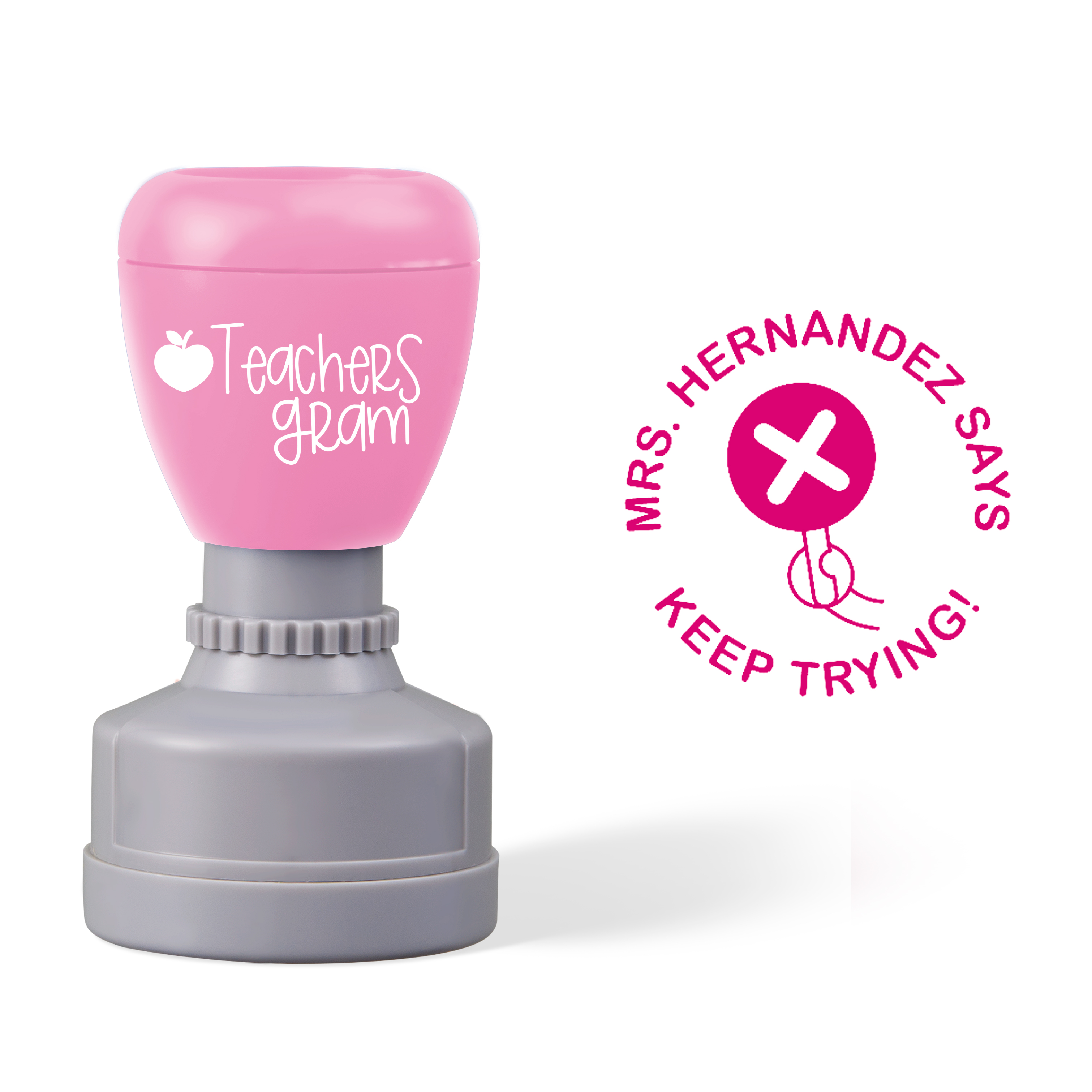 Personalized Name Keep Trying Teacher Stamp