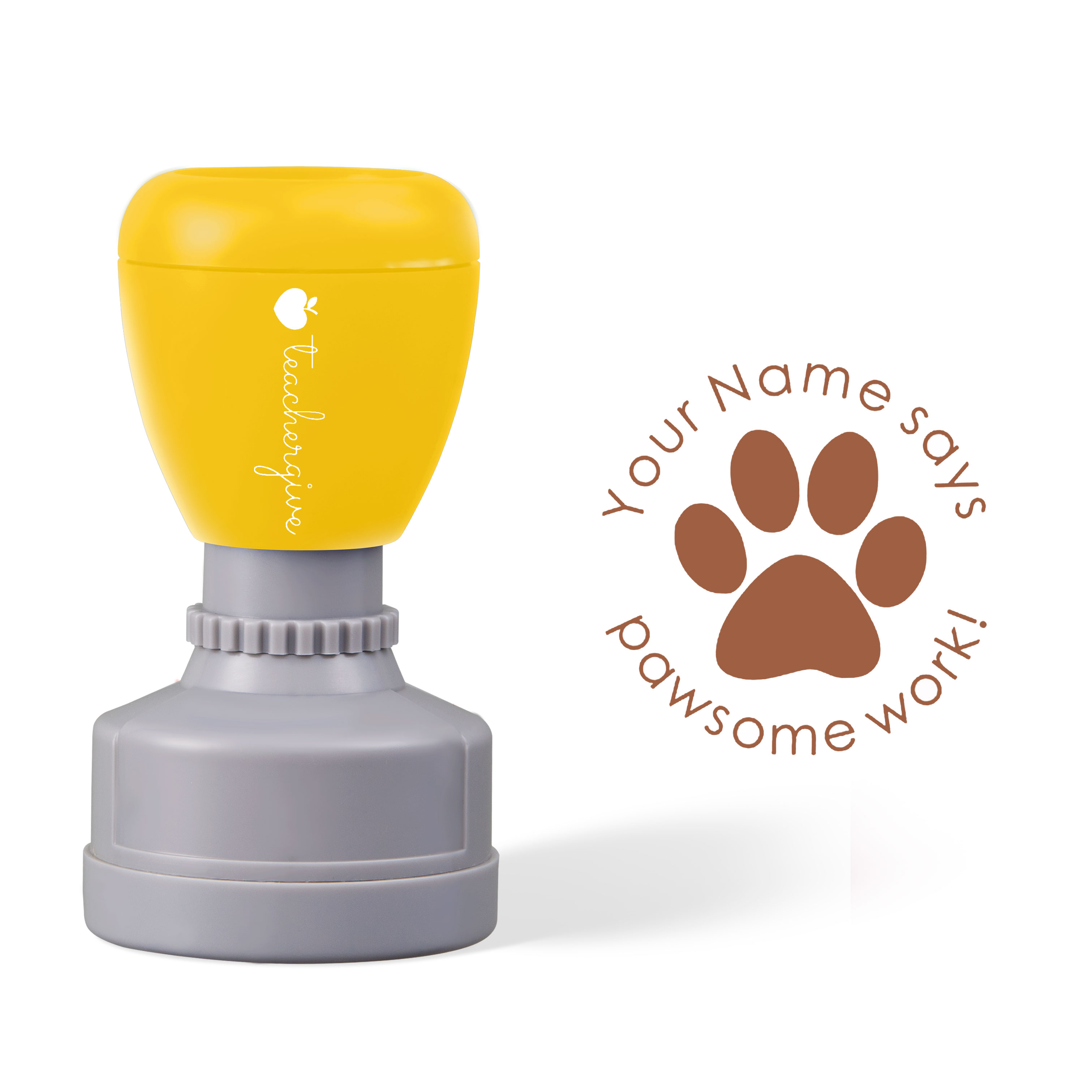Personalized Pawsome Work Teacher Stamp