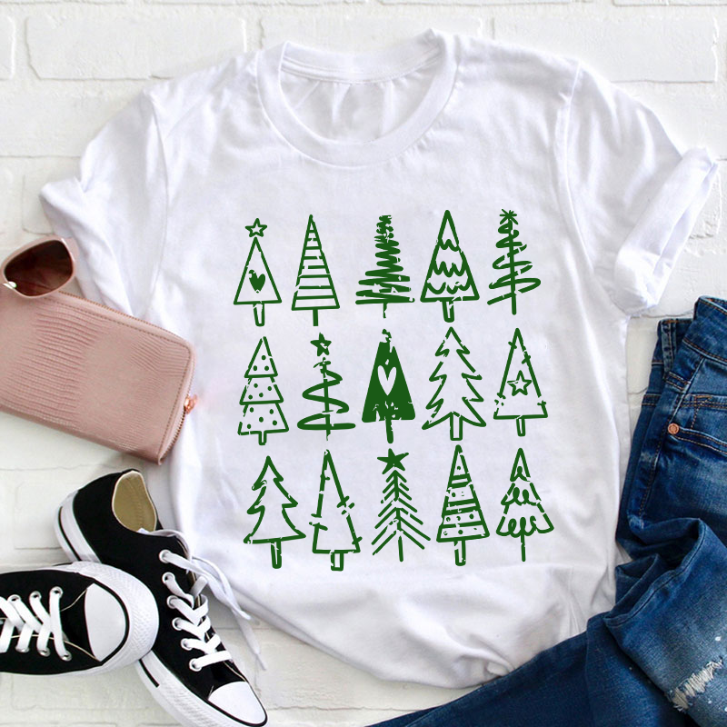 Assorted Christmas Trees Teacher T-Shirt