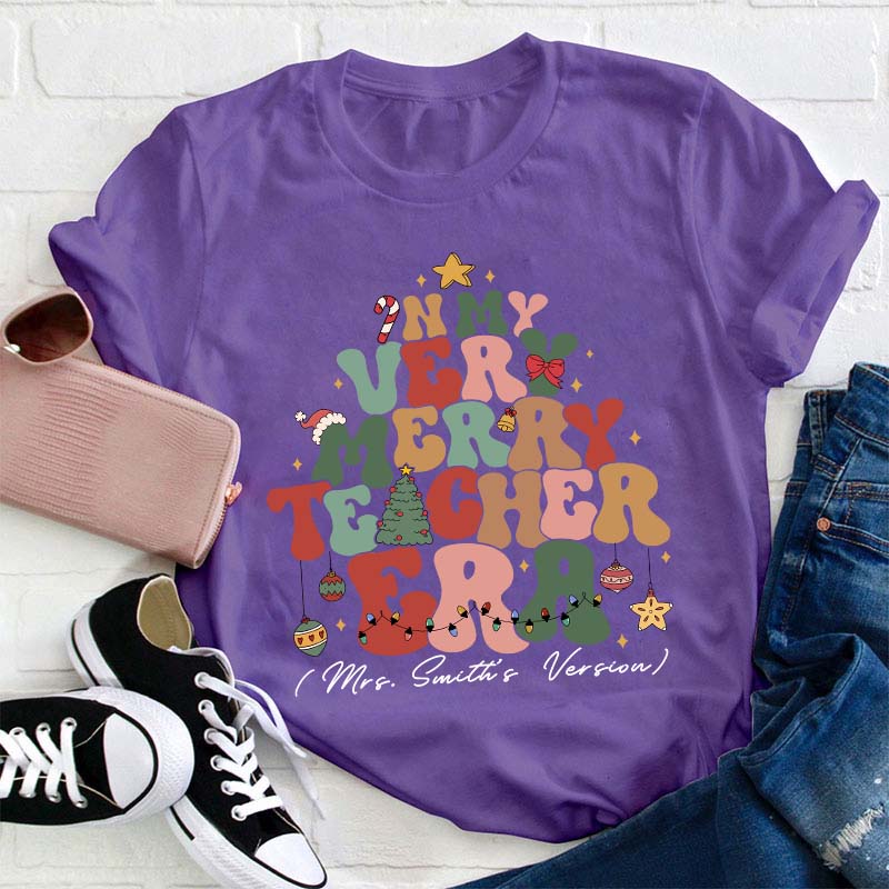 Personalized In My Very Merry Teacher's Era Teacher T-Shirt