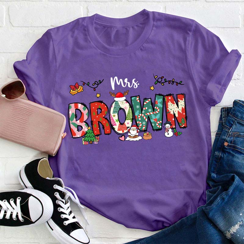 Personalized Christmas Crew Teacher T-Shirt