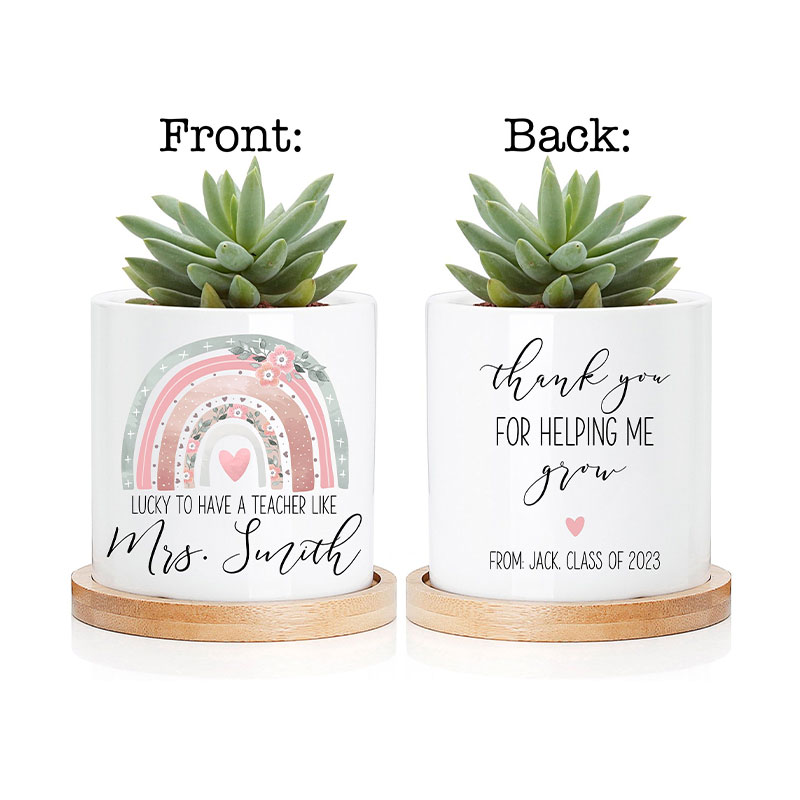 Personalized Thank You For Helping Me Grow Teacher Flower Pot