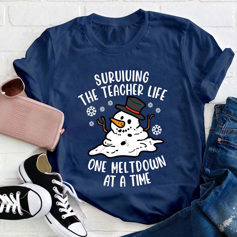 Personalized Surviving The Teacher Life One Meltdown At A Time Teacher T-Shirt