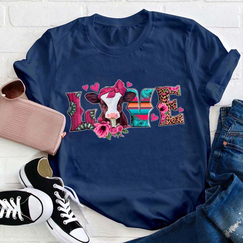 Cute Cow Love Valentines Teacher T-Shirt