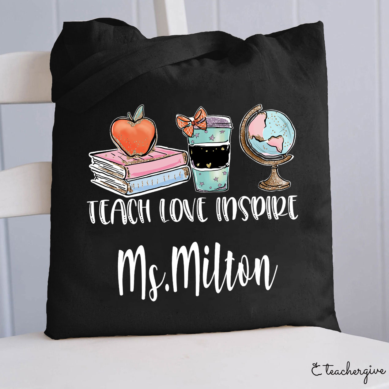 Personalized Teach Love Inspire Teacher Tote Bag