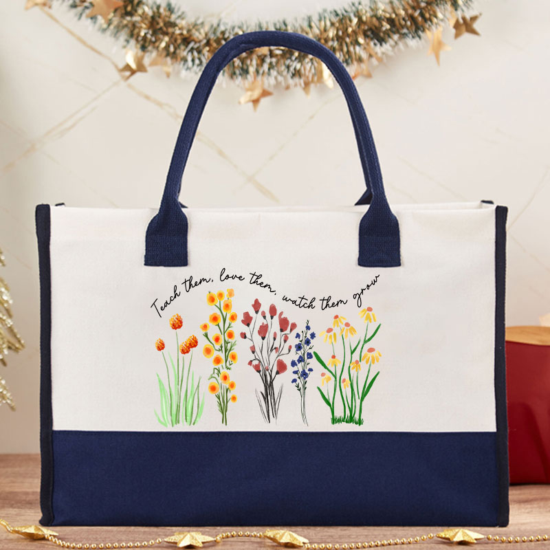 Teach Them Love Them Watch Them Grow Teacher Cotton Tote Bag