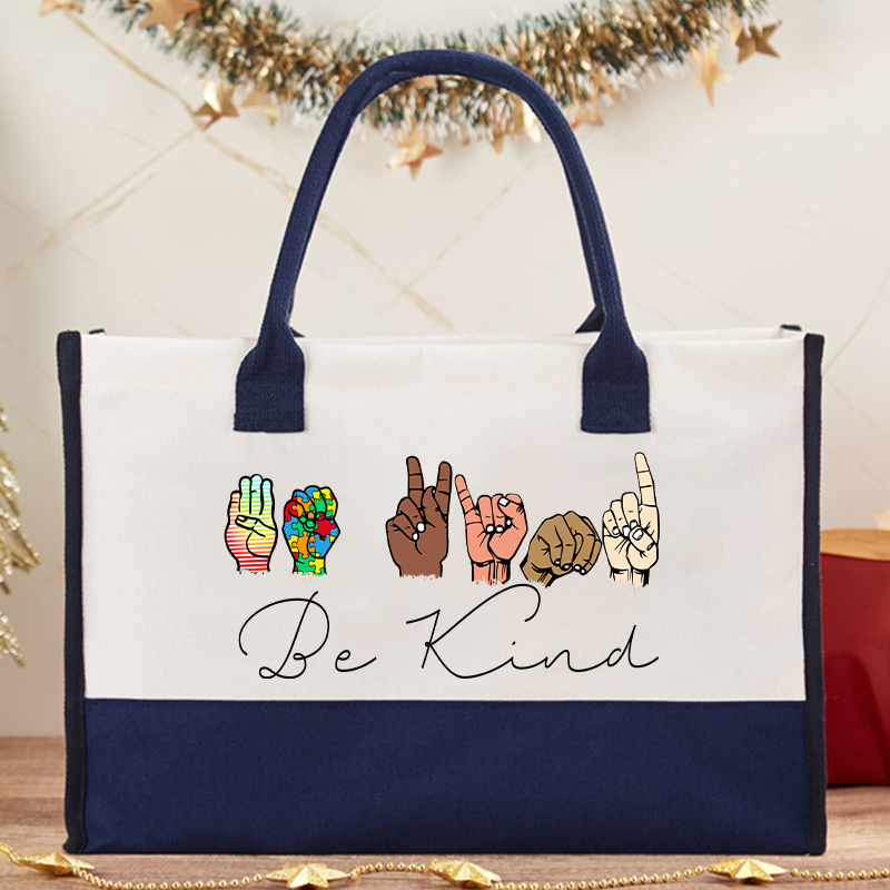 Sign Language Diversed Be Kind Teacher Cotton Tote Bag