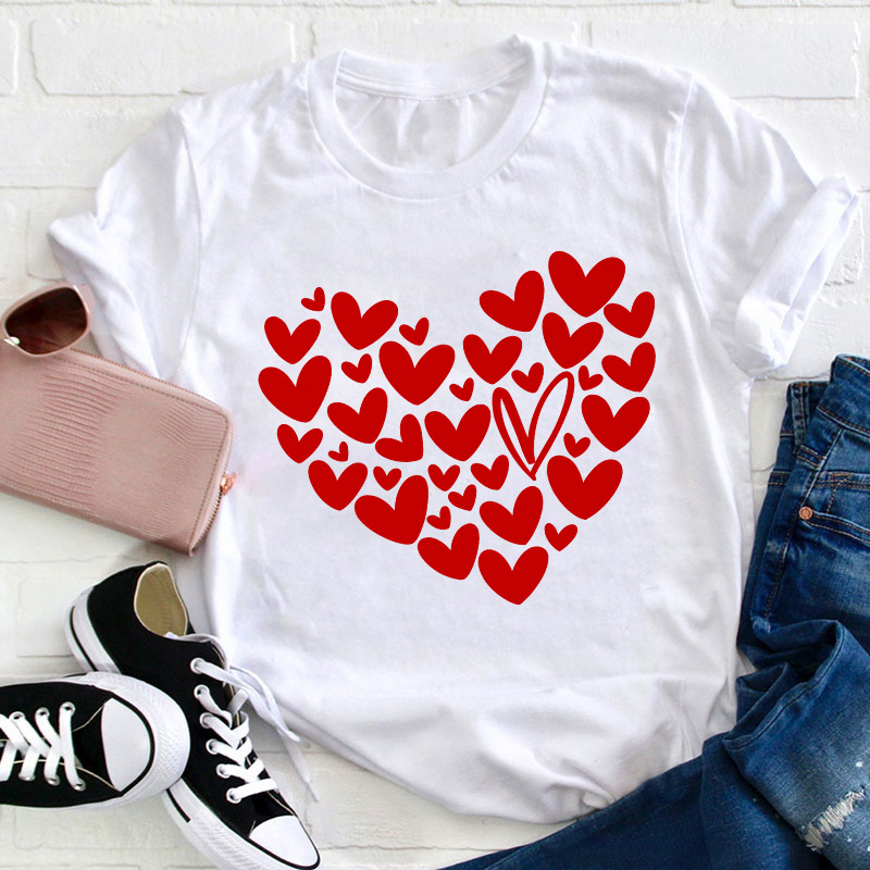 Red Heart Of Hearts Teacher T-Shirt