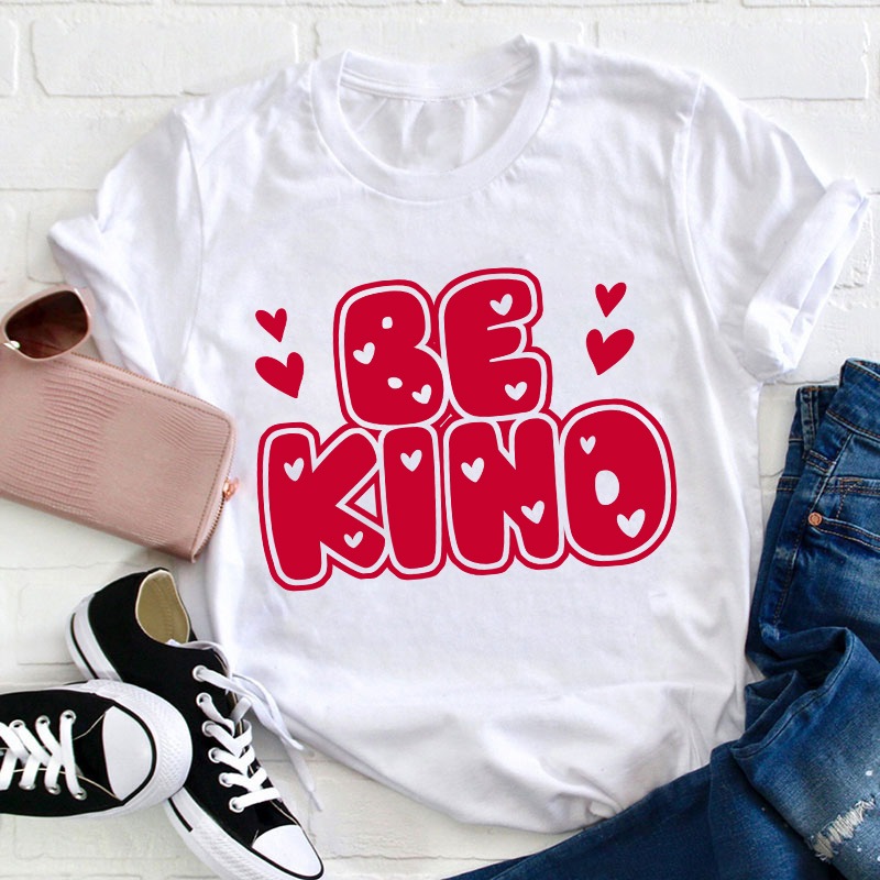 Be Kind Little Red Hearts Teacher T-Shirt