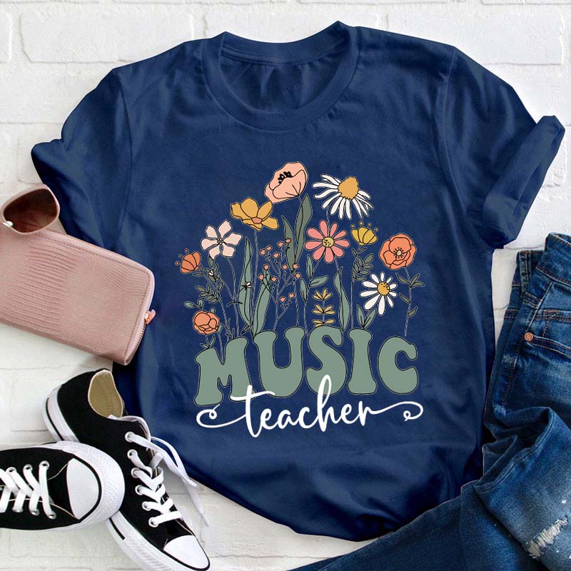 Personalized Wildflower Teacher T-Shirt
