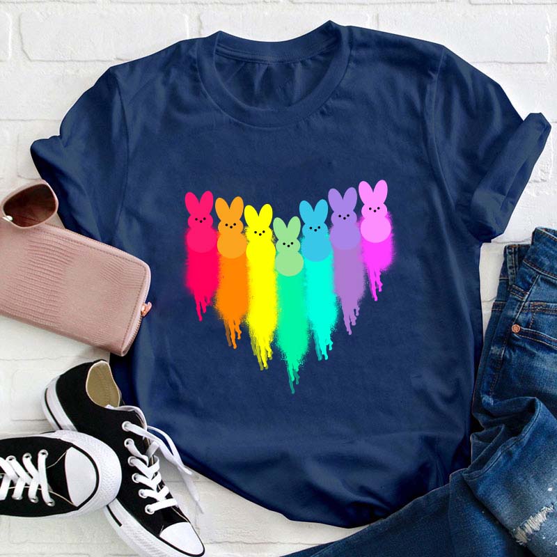Colorful Easter Peeps Heart Teacher T-Shirt