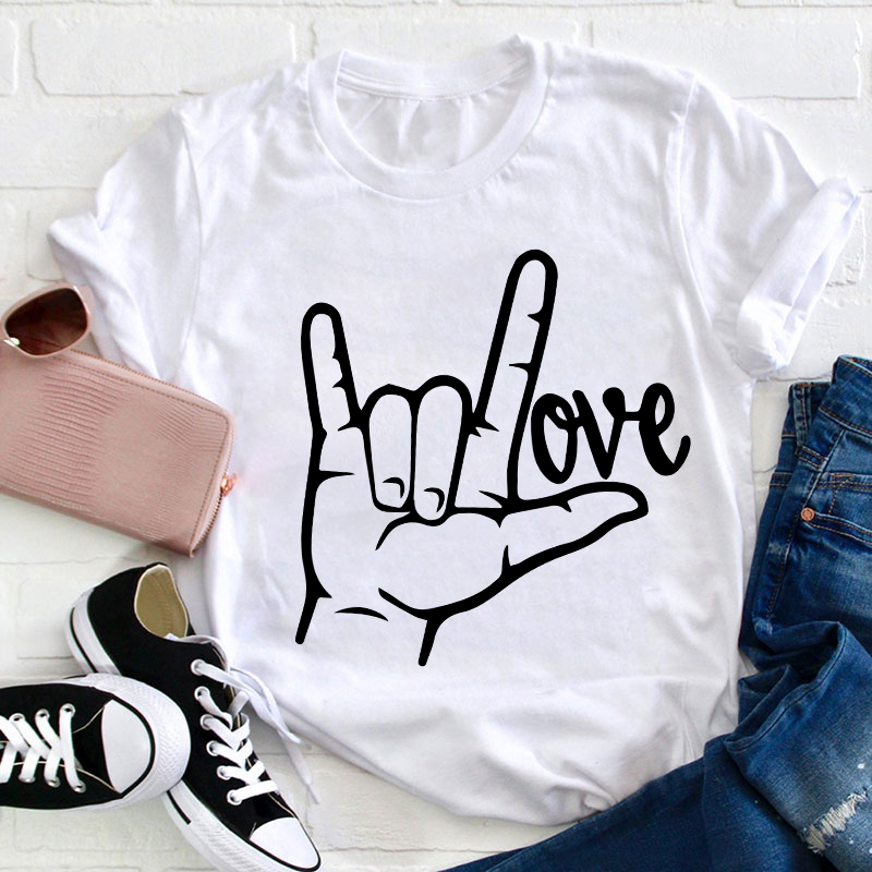 Peace Sign Love Teacher T-Shirt