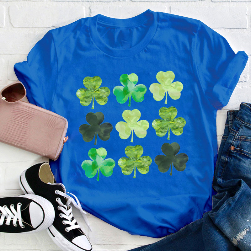 Watercolor Clover Teacher T-Shirt