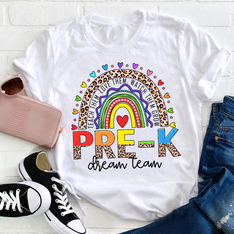 Personalized Grade Leopard Rainbow Teacher T-Shirt