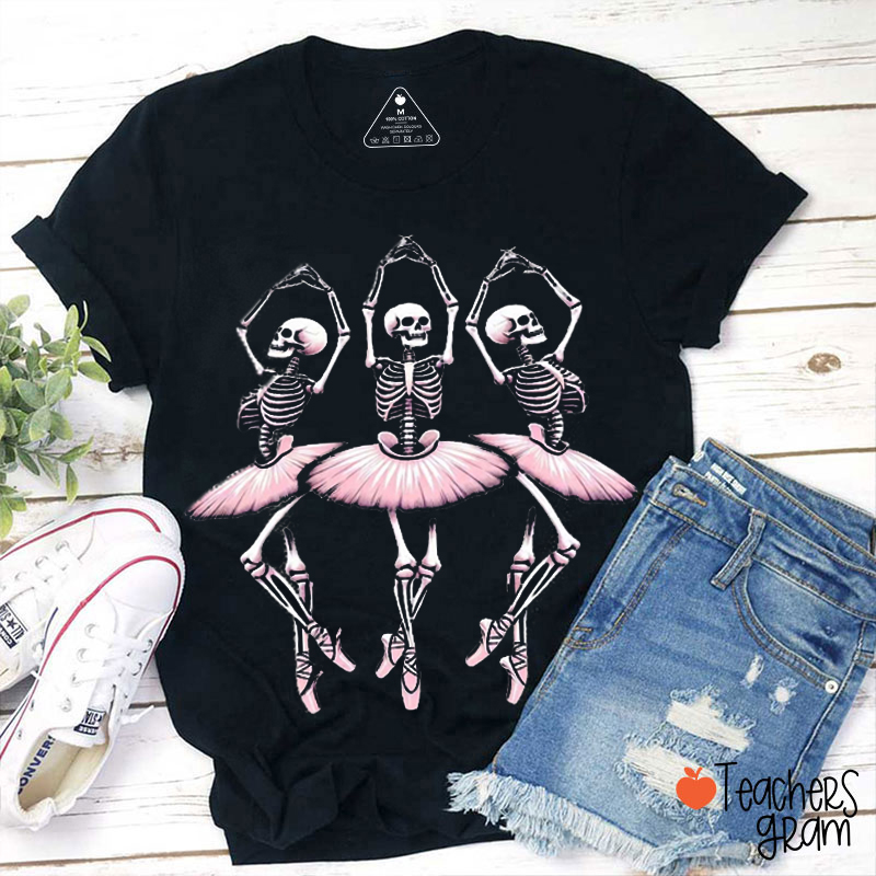 Elegant Ballerina Skeletons Teacher T-Shirt
