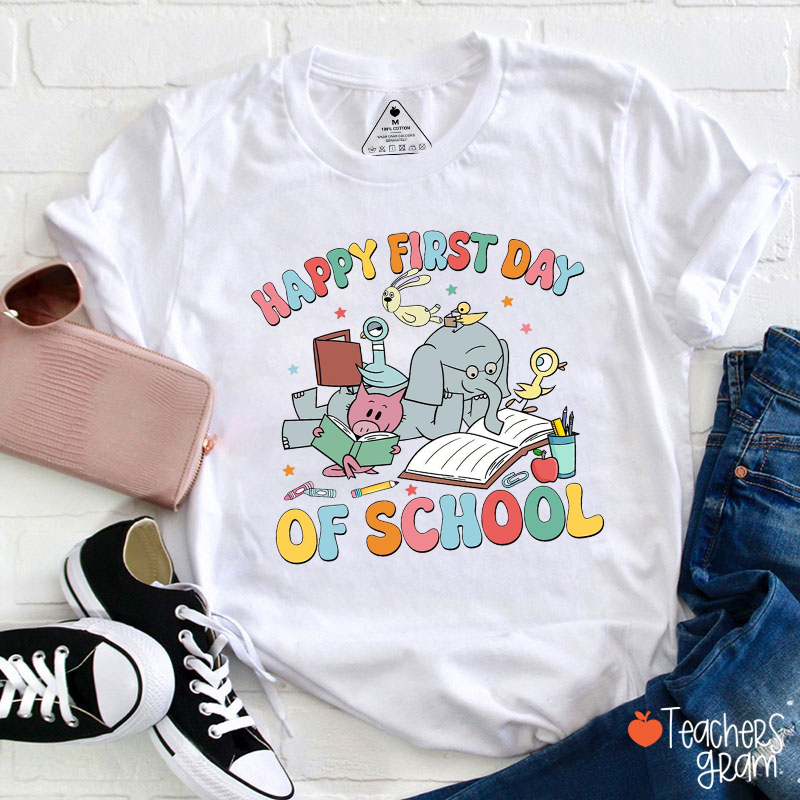 Happy First Day Of School Piggy Teacher T-Shirt