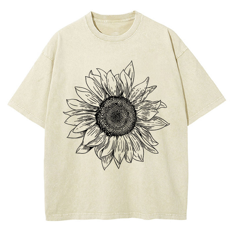 Floral Sunflower Teacher Washed T-Shirt