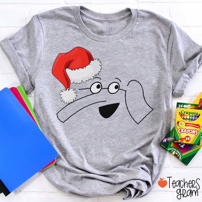 Personalized Christmas Santa Hat Cartoon Characters Teacher T-Shirt