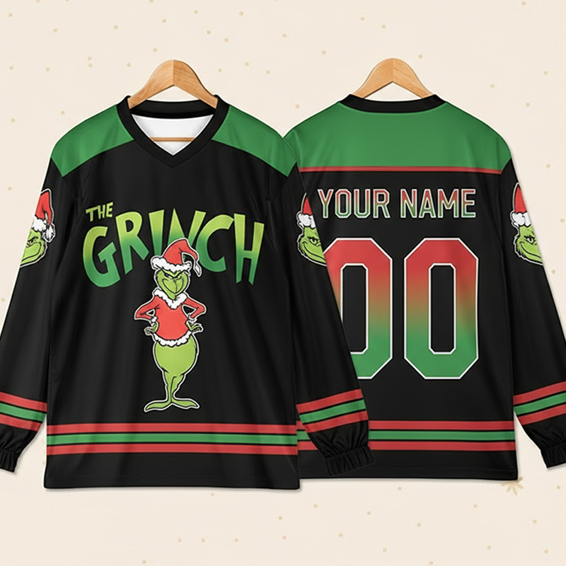 Personalized Name And Number Christmas Mean Guy Teacher Long Sleeve Jersey