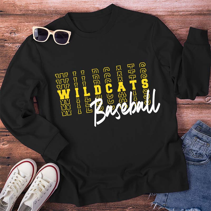 Personalized Mascot Text Stacking Teacher Long Sleeve T-Shirt