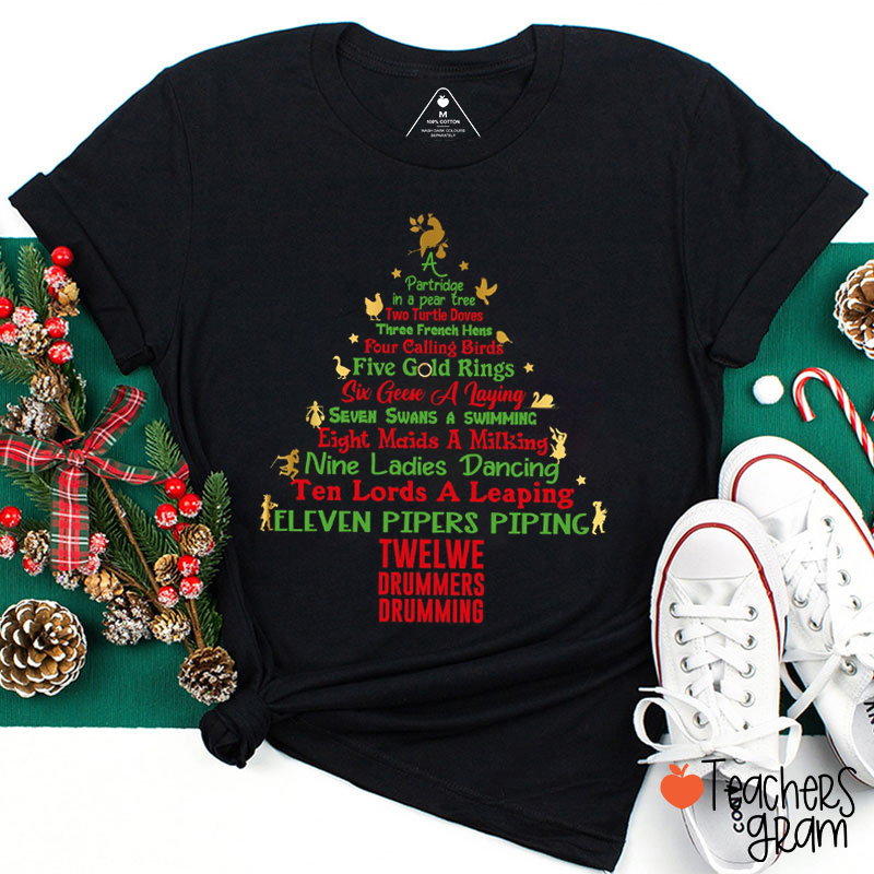 The Twelve Days Of Christmas Lyrics Teacher T-Shirt