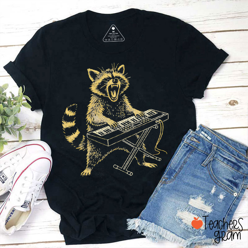 Funny Raccoon Piano Teacher T-Shirt