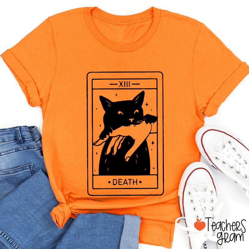 Death Card With Cat Teacher T-Shirt