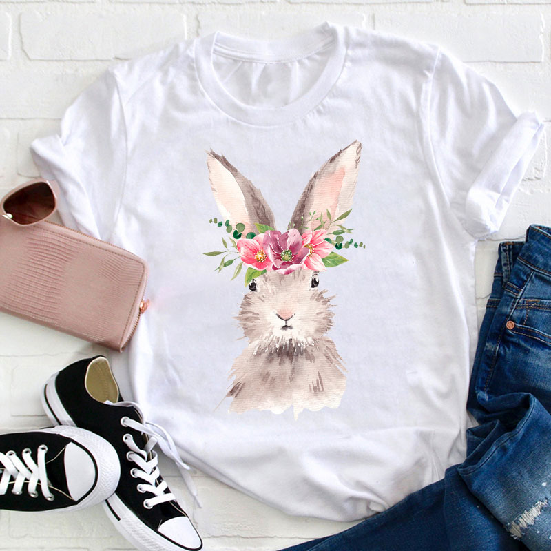 Beautiful Watercolor Bunny Teacher T-Shirt