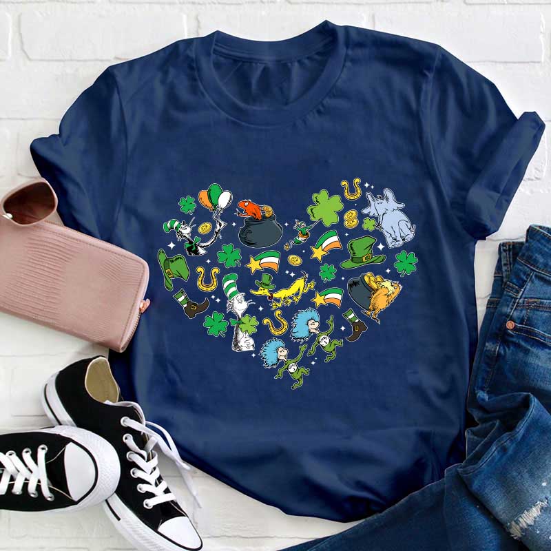 St Patrick Day Love Heart Teacher T-Shirt