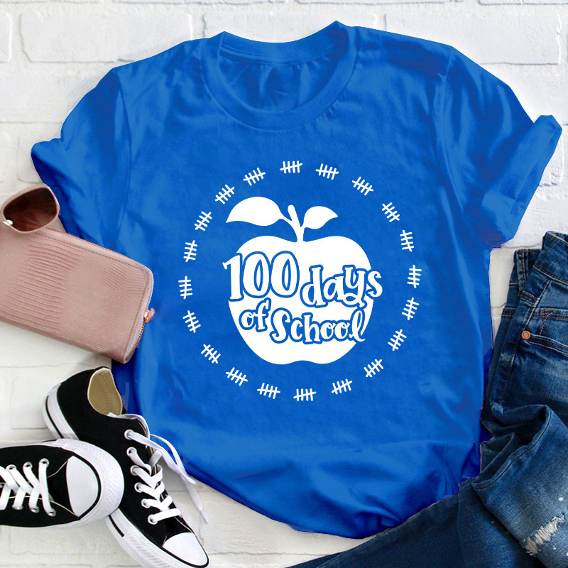 100 Days Of School Apple Teacher T-Shirt