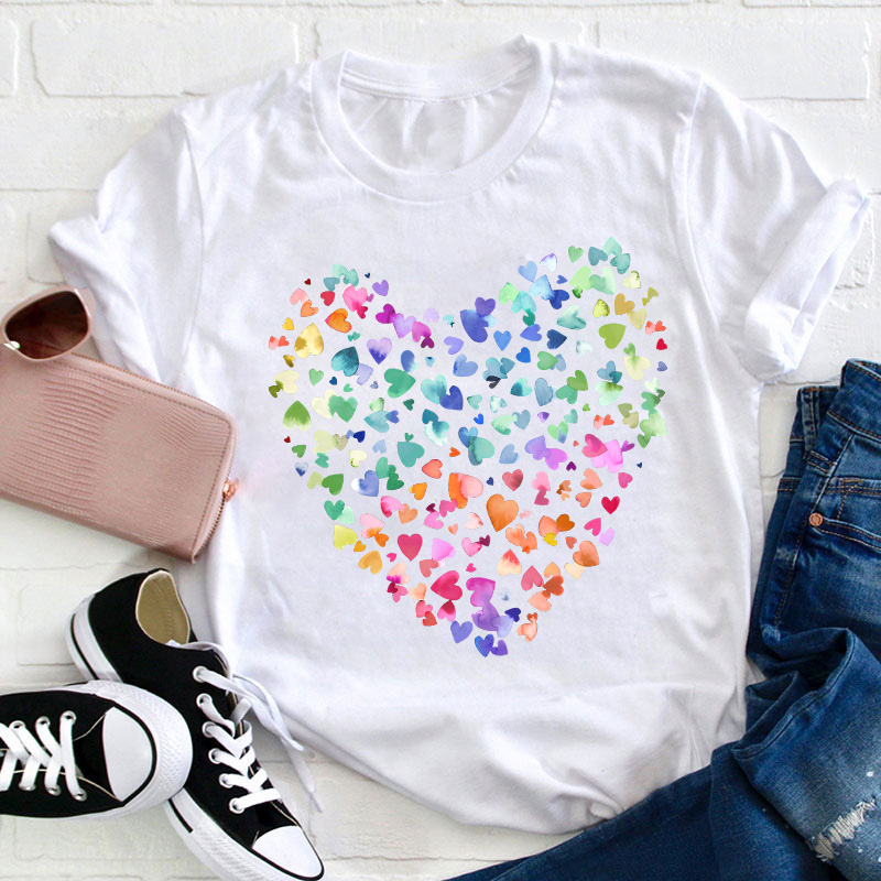 Colorful Heart Teacher T-Shirt