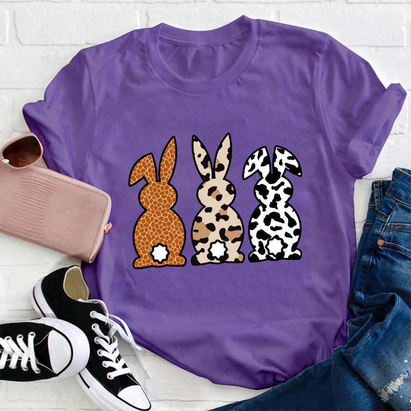 Leopard Bunnies Teacher T-Shirt