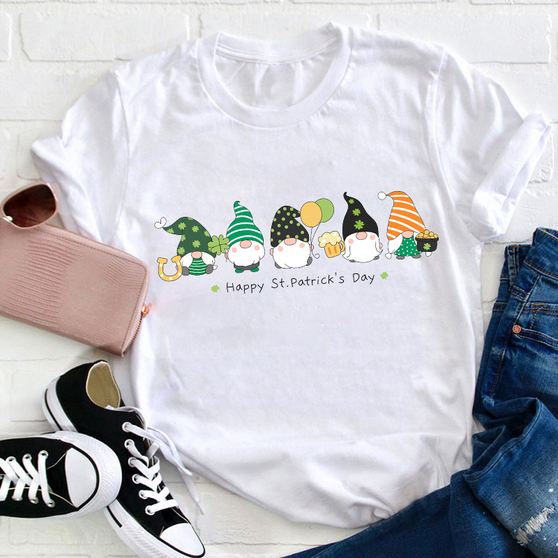 St Patricks Day Gnomes Teacher T-Shirt